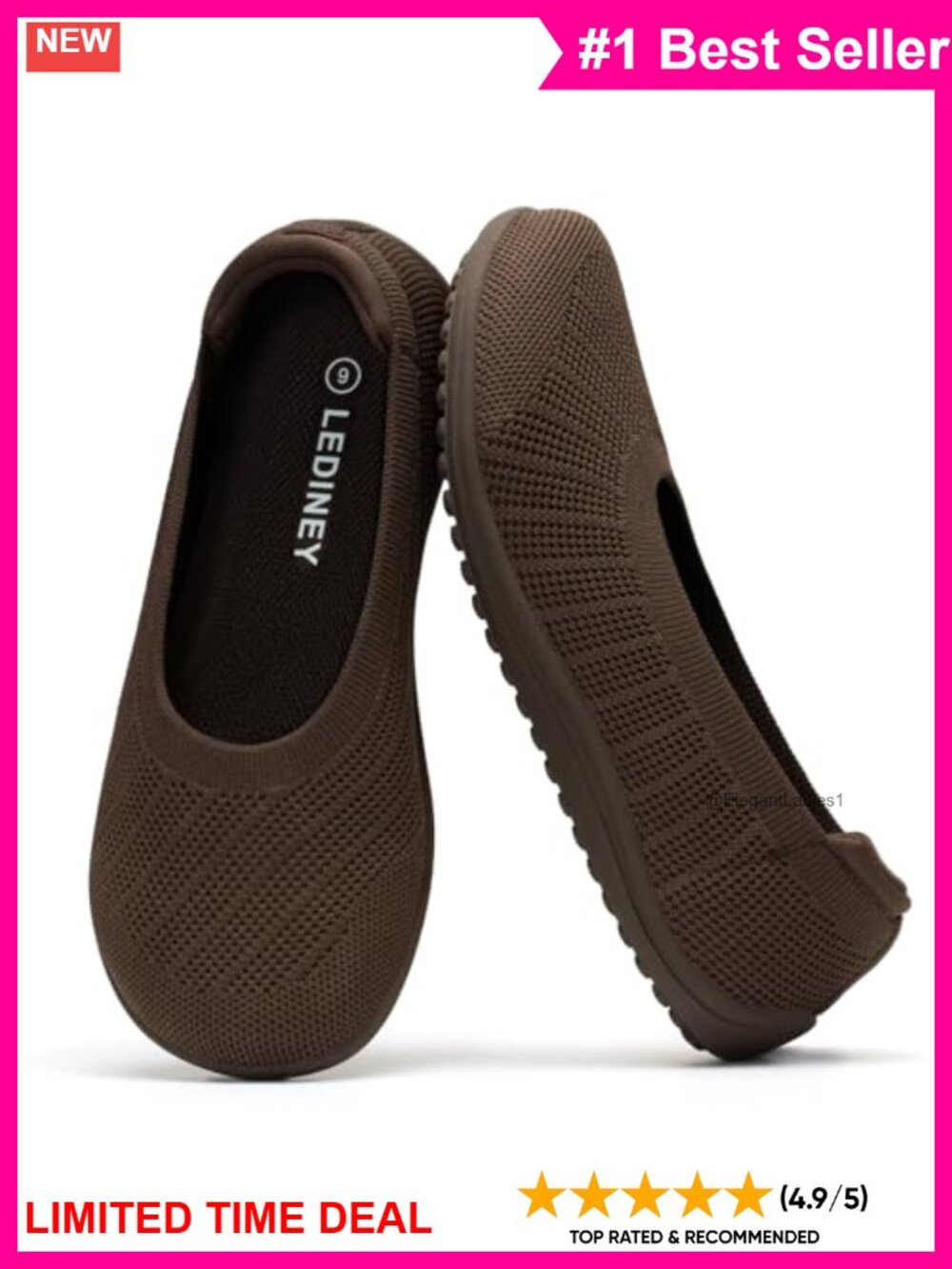 Wide Toe Barefoot Knit Ballet Flats Lightweight Walking Shoes